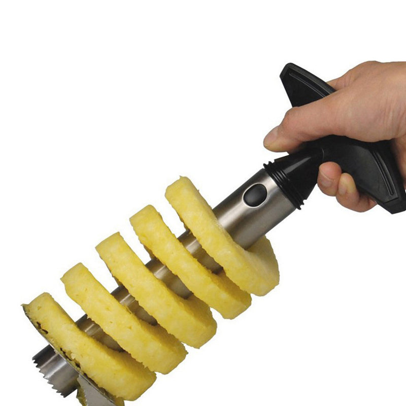 Roo Pineapple Corer pulling out a perfect pineapple spiral